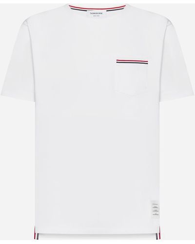 Thom Browne Chest-pocket Cotton T-shirt - White