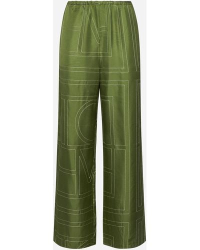 Totême Monogram Silk Pants - Green
