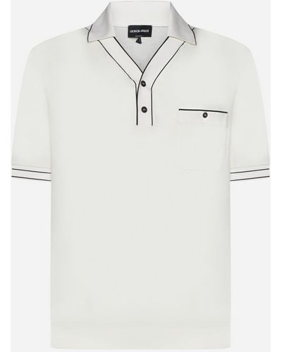 Giorgio Armani Viscose And Wool Polo Shirt - White