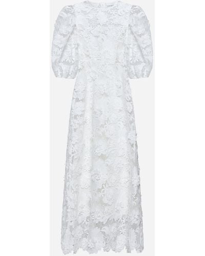 Zimmermann Halliday Lace Flower Midi Dress - White