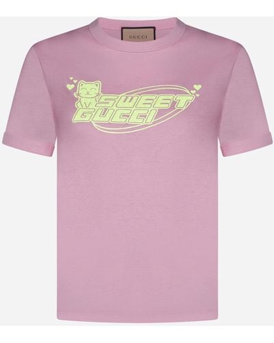 Gucci Logo Cotton T-shirt - Pink
