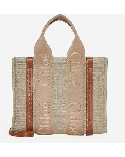 Chloé Woody Linen Small Tote Bag - Natural