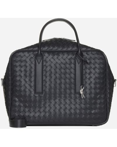 Bottega Veneta Getaway Weekender Leather Medium Bag - Black