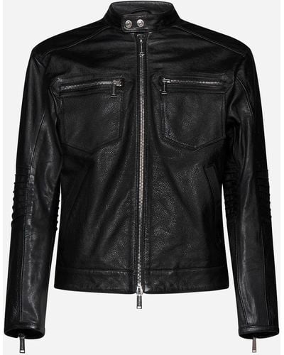 DSquared² Rider Leather Jacket - Black