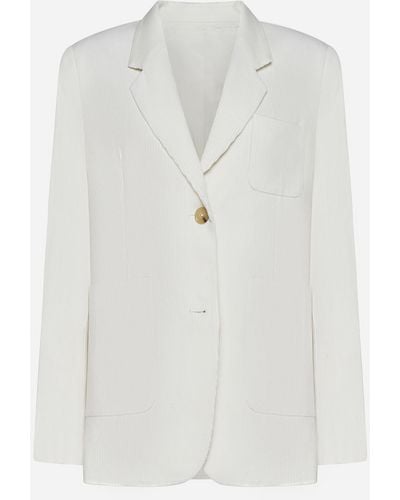 Totême Silk And Cotton Single-breasted Blazer - White