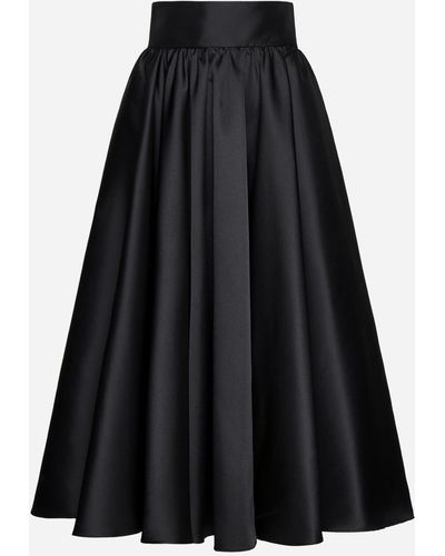 Blanca Vita Granoturco Satin Midi Skirt - Black