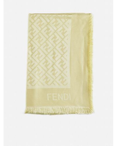 Fendi Ff Silk And Wool Shawl - Yellow