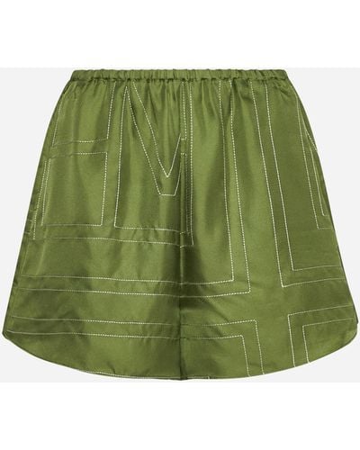 Totême Monogram Silk Shorts - Green