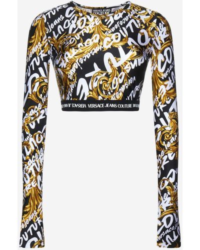 Versace Barocco And Logo Print Cropped Top - Multicolour