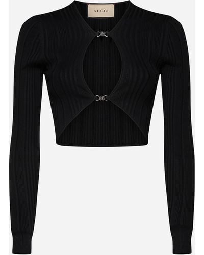 Gucci Viscose And Silk Knit Crop Top - Black