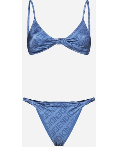 Fendi Mirror Print Bikini - Blue