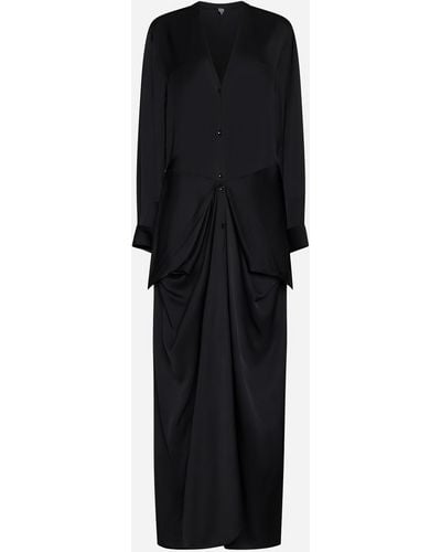 Totême Satin Viscose Long Dress - Black