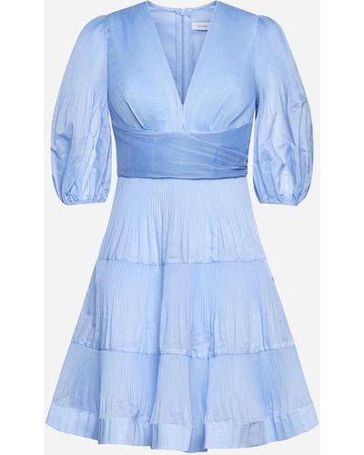 Zimmermann Pleated Tiered Mini Dress - Blue