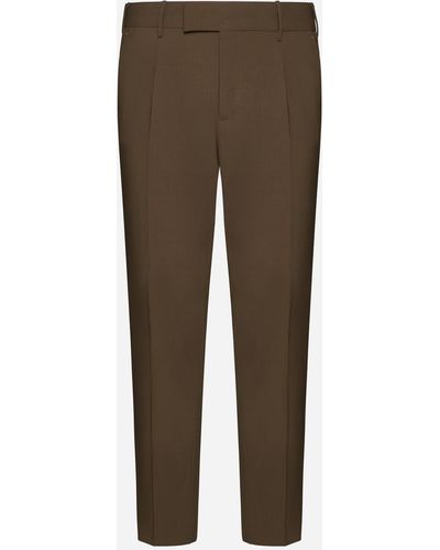 PT Torino Dieci Stretch Wool-blend Pants - Brown