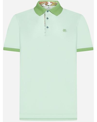 Etro Logo Cotton Polo Shirt - Green