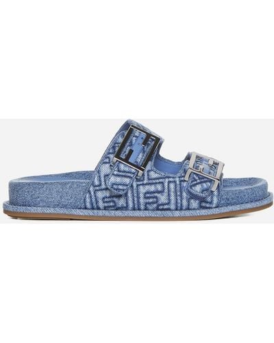 Fendi Feel Ff Denim Sandals - Blue