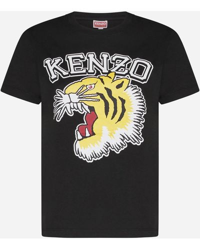 KENZO Printed Cotton T Shirt - Black
