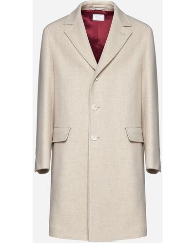 Brunello Cucinelli Wool And Cashmere Single-breasted Coat - White