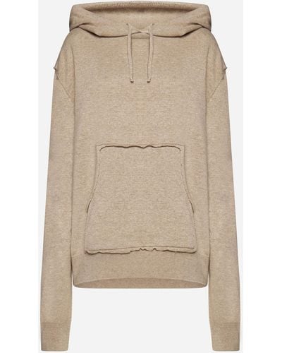 Maison Margiela Wool And Cashmere Hooded Jumper - Natural