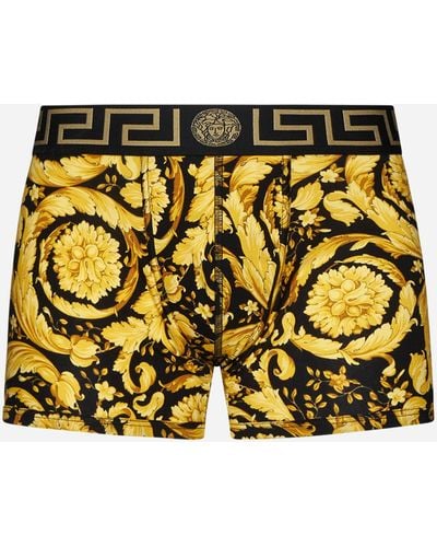 Versace Barocco Print Cotton Boxer Shorts - Metallic
