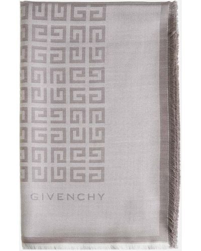Givenchy 4g Silk And Wool Shawl - Gray