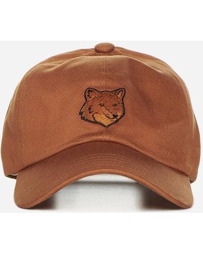Maison Kitsuné Bold Fox Head Cotton Baseball Cap - Brown