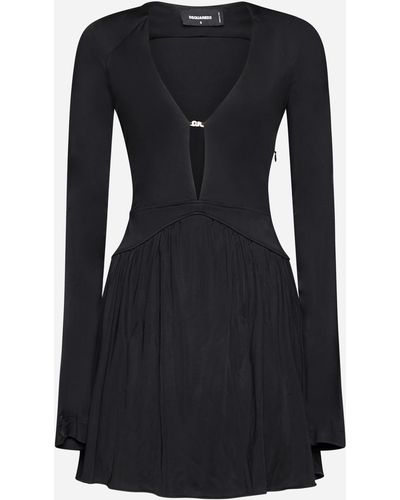 DSquared² Cut-out Rayon Mini Dress - Black
