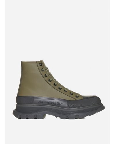Alexander McQueen Tread Slick Leather Sneakers - Green