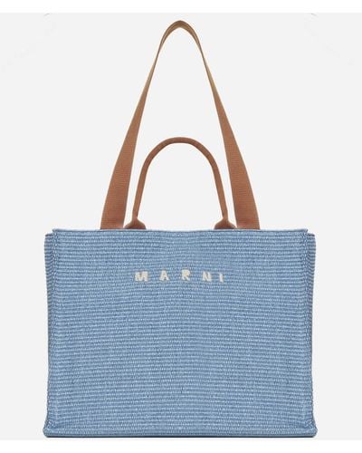 Marni Basket Raffia Large Tote Bag - Blue