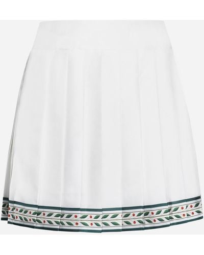 Casablancabrand Pleated Silk Miniskirt - White