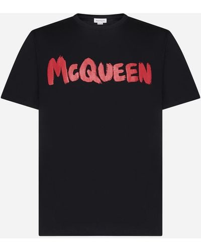 Alexander McQueen Logo Cotton T-shirt - Black