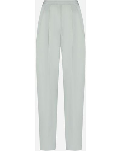 Norma Kamali Jersey Tapered Pleated Trousers - White