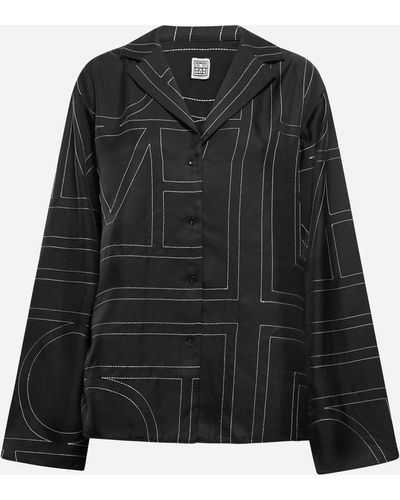 Totême Monogran Silk Shirt - Black