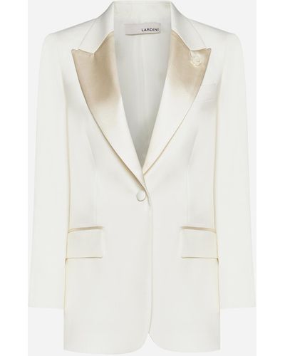 Lardini Wool-blend Tuxedo Blazer - White
