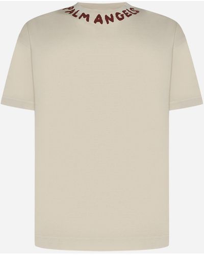 Palm Angels Logo Cotton T-shirt - Natural