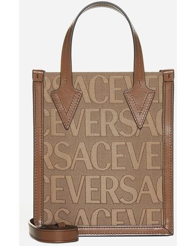 Versace Jacquard Small Tote Bag - Natural