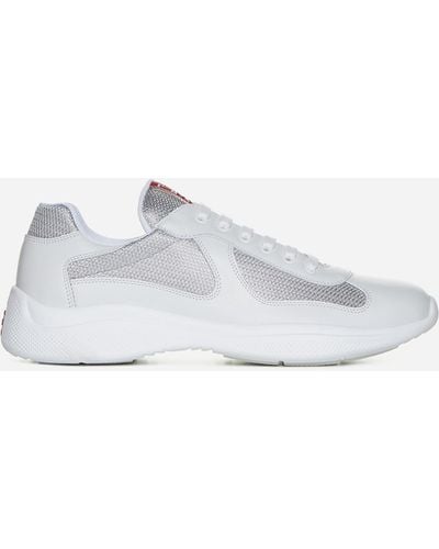 Prada America's Cup Leather And Fabric Trainers - White