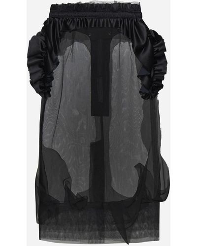 Maison Margiela Ruffled Tulle Midi Skirt - Black