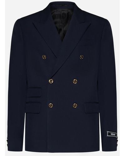 Versace Wool Double-breasted Blazer - Blue