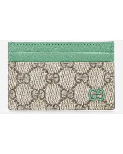 Gucci GG Fabric And Leather Card Case - Green
