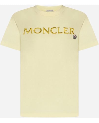 Moncler Logo Cotton T-shirt - Yellow
