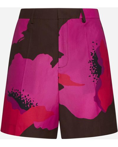 Valentino Print Cotton Shorts - Pink