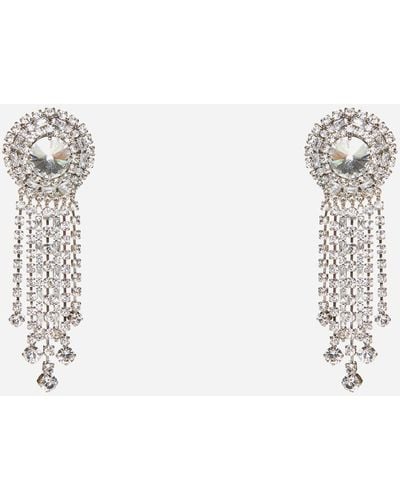 Alessandra Rich Crystal Fringed Round Earrings - White
