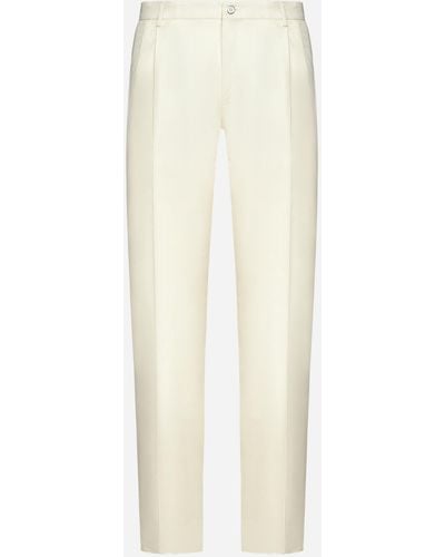 Dolce & Gabbana Linen, Cotton And Silk Pants - White