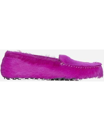 Marni Ponyskin Boat Loafers - Purple