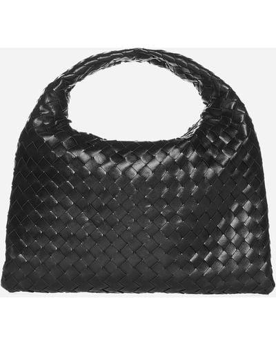 Bottega Veneta Hop Hobo Small Intrecciato Leather Bag - Black