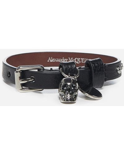Alexander McQueen Skull And Logo Leather Bracelet - Multicolour