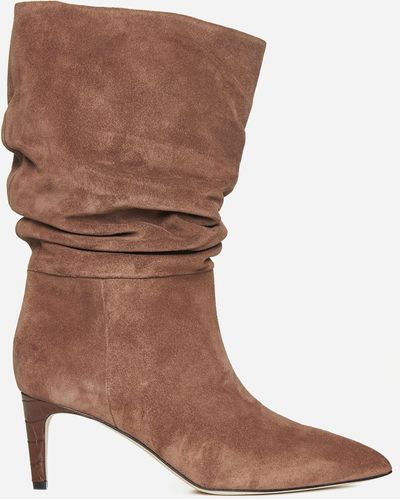 Paris Texas Suede Slouchy Boots - Brown