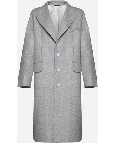 Dolce & Gabbana Oversize Single-breasted Wool-blend Coat - Gray