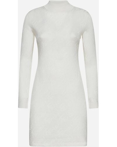 Fendi Brush Knit Mini Dress - White